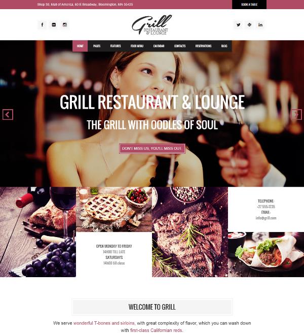 grill wordpress restaurant and lounge theme