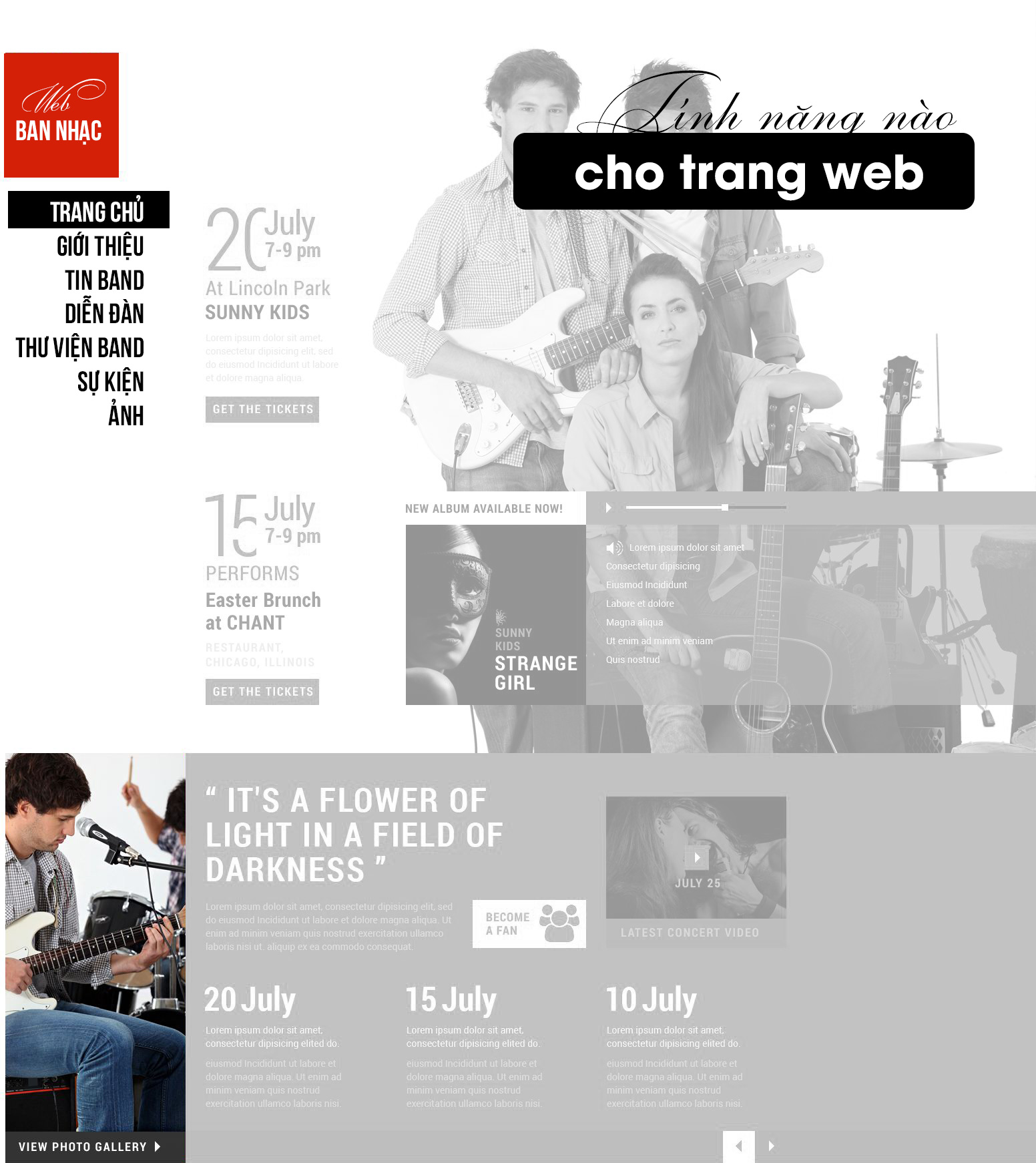 thiết kế web nghệ sĩ, ca sĩ, ban nhạc 5